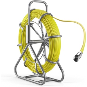 VEVOR Fish Tape Fiberglass, 500FT 6.3MM, Duct Rodder Fishtape Wire Puller with Stand, 1/4-Inch Cable Running Rod, Marked Every 5 Feet, Fishing Tools for Walls and Electrical Conduit, Non-Conductive(328ft)