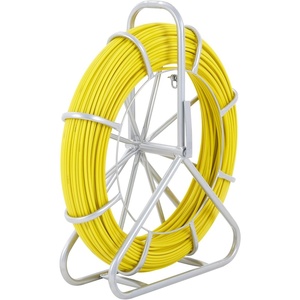 VEVOR Fish Tape Fiberglass, 656 ft, 5/16 in, Duct Rodder Fishtape Wire Puller, Cable Running Rod with Steel Reel Stand, 3 Pulling Heads, Fishing Tools for Walls and Electrical Conduit, Non-Conductive(1/4Inch x 425FT)