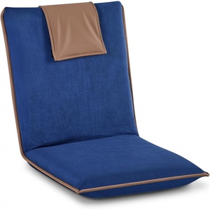 VEVOR Floor Chair, 6-Position Adjustable Meditation Chair with Back Support, Folding Sofa Chair for Reading TV Watching and Gaming, Portable Floor Seat Lounge Sofa Chair for Kids Teens Adults, Gray(Dark Blue)