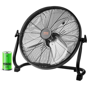 VEVOR Floor Fan, 3 Speeds High Velocity Heavy Duty 18 Inch Industrial Fan, 4000 CFM 360° Adjustable Tilt 19.69 ft/sec Airflow Large Metal Fan, for Home, Gym, Office, Garage, Commercial Shop & Bedroom(16in Rechargeable Fan)