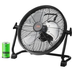 VEVOR Floor Fan, 3 Speeds High Velocity Heavy Duty 18 Inch Industrial Fan, 4000 CFM 360° Adjustable Tilt 19.69 ft/sec Airflow Large Metal Fan, for Home, Gym, Office, Garage, Commercial Shop & Bedroom(12in Rechargeable Fan)