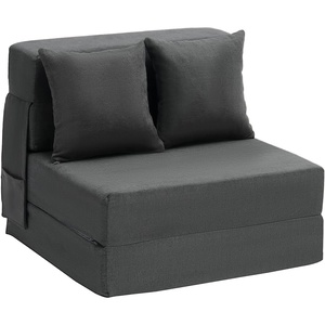 VEVOR Folding Sofa Bed, 3-in-1 Foldable Couch Bed with 3 Pillows and Washable Cover, 25D High Density Memory Foam Convertible Sleeper Chair Bed, Futon Couch, Dark Grey(Twin XL)(Single)