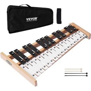 VEVOR Glockenspiel Xylophone, 27 Notes, Professional Xylophone Percussion Instrument, with Metal Keys, Includes 4 Mallets, Carrying Bag, Beginner Musical Instrument for Adults and Kids Music Teaching(Black)