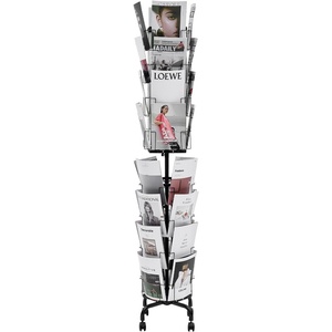 VEVOR Greeting Cards Display Rack, 32 Pockets Rotating Postcard Brochure Display Stand, 360° Spinning Card Display Rack with Sign Holder & 4 Wheels (2 Lockable) for Exhibitions Office Trade Show
