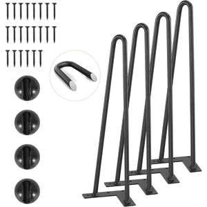 VEVOR Hairpin Table Legs 28″, Set of 4 Desk Legs 900lbs Load Capacity, Hairpin Desk Legs 3 Rods for Desk Chairs Bench Dining End Table, Solid Carbon Steel Heavy Duty Furniture Legs Black(Hairpin-2 rods solid)