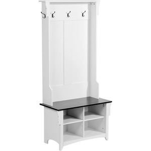 VEVOR Hall Tree Entryway Bench, Coat Rack with Shoe Storage, 32″ Wide Mudroom Bench with Seating and Adjustable Shelves, 5 Hanging Hooks and 4 Storage Drawers, for Mudroom, Entryway, Hallway(32″ Wide)