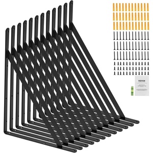 VEVOR Heavy Duty Floating Shelf Brackets – 10 x 6 in, 4 Pcs, 5mm Thick Matte Black Steel Shelving Brackets with 160 lbs Load Capacity(18 x 12 Inch)