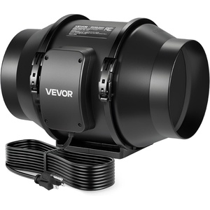 VEVOR Inline Duct Fan, 4-Inch 180 CFM with Power Cord, Quiet AC-motor Ventilation Exhaust Fan for Cooling Booster, Grow Tents, Hydroponics(6″ Inline Fan)