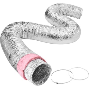 VEVOR Insulated Flexible Duct 4″ x 25 Ft R-6.0，Energy-Efficient 3-Layer HVAC Hose with 2 Clamps for HVAC & Exhaust Ductwork(Silver)