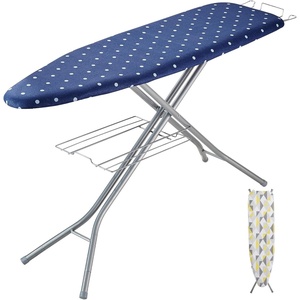 VEVOR Ironing Board with Bottom Storage Tray, Thickened 4 Layers Iron Board with Heat Resistant Cover and 100% Cotton Cover, 10 Adjustable Heights Ironing Board for Home Laundry Room Use (Size 55×15)(55″ x 15″)