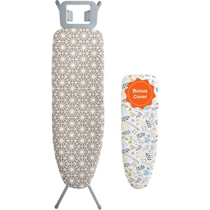 VEVOR Ironing Board with Bottom Storage Tray, Thickened 4 Layers Iron Board with Heat Resistant Cover and 100% Cotton Cover, 10 Adjustable Heights Ironing Board for Home Laundry Room Use (Size 55×15)(43″ x 13″)