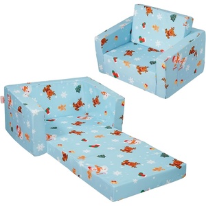 VEVOR Kids Couch, 2-in-1 Toddler Chairs Comfy, Toddler Couch Sofa Bed Fold Out, Convertible Sofa to Lounger, Kids Chair Seat Playroom Furniture for Kids Girls & Boys, Sky Blue(Light Blue)