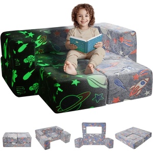 VEVOR Kids Couch, 4Pcs Toddler Couch Sofa Bed, Kids Chair Seat Playroom Furniture, Child Sectional Sofa with Removable Cover for Kids Girls & Boys, Dark Grey(Dark Grey)