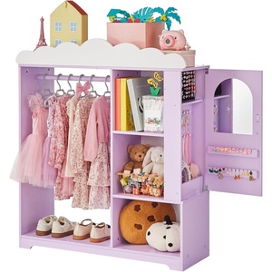 VEVOR Kids Dress Up Storage, with Jewelry Cabinet, Dress Up Closet with Mirror and Shelves, Princess Costumes Wardrobe Closet, Toddler Costume Organizer Armoire, for Bedroom, Kids Room, Girls, Purple