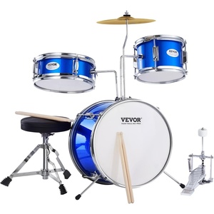 VEVOR Kids Drum Set, 3-Piece 14 in Junior Drum Sets, Beginner Drums Set with Adjustable Throne, Cymbal & Two Pairs of Drumsticks, Musical Learning Drums Instruments Kit, for Children Ages 6-13 (Blue)(Blue)