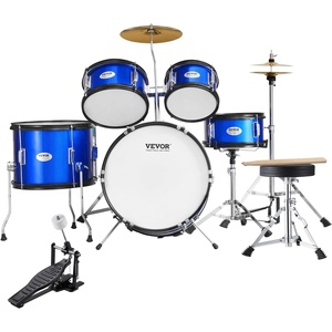 VEVOR Kids Drum Set, 5-Piece 14 in Junior Drum Sets, Beginner Drums Set with Adjustable Throne, Cymbal & Two Pairs of Drumsticks, Musical Learning Drums Instruments Kit, for Children Ages 6-13 (Blue)(Blue)