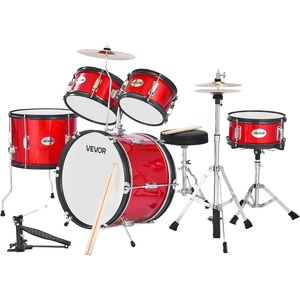 VEVOR Kids Drum Set, 5-Piece 14 in Junior Drum Sets, Beginner Drums Set with Adjustable Throne, Cymbal & Two Pairs of Drumsticks, Musical Learning Drums Instruments Kit, for Children Ages 6-13 (Blue)(Red)