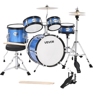 VEVOR Kids Drum Set, 5-Piece 14 in Junior Drum Sets, Beginner Drums Set with Adjustable Throne, Cymbal & Two Pairs of Drumsticks, Musical Learning Drums Instruments Kit, for Children Ages 6-13 (Blue)(Sky Blue)