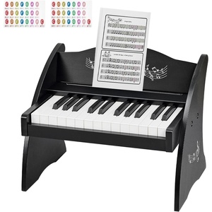 VEVOR Kids Piano Keyboard, 25 Keys Wooden Digital Piano for Kids, Mini Music Educational Instrument Toy with Realistic Sound, Dual Power, Adjustable Volume for Toddlers, Boys Girls Learning, Black(16.14 x 11.81 x 11.81 inch)