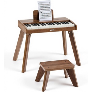 VEVOR Kids Piano Keyboard, 37 Key Wooden Digital Piano for Kids, Mini Music Educational Instrument Toy Set with Realistic Sound, Dual Power, Adjustable Volume for Toddlers, Boys Girls Learning,Walnut