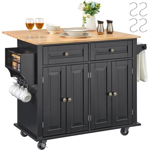 VEVOR Kitchen Island Cart, 45.3×39 inch Rolling Kitchen Table, Mobile Carts with Storage Cabinet and Solid Wood Top, Portable Islands with Wheels, Spice Rack, Towel Rack, Drop Leaf and Drawer, White(35.4″ W Drop Leaf)