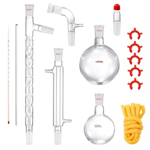 VEVOR Lab Distillation Kit, 3.3 Boro Lab Glassware Distillation Kit with 24, 40 Joint, 1000ml Essential Oil Distillation Apparatus Kit, 29 pcs Set of Glassware Equipment(14-Piece)