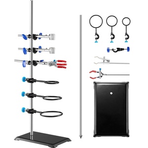 VEVOR Lab Stand Support, Laboratory Retort Support Stand Set, Steel Lab Stand 23.6″ Rod and 8.3″ x 5.7″ Cast Iron Base, Includes Flask Clamps, a Burette Clamp and Cross Clamps