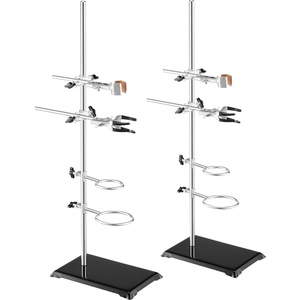 VEVOR Laboratory Support Stand Sets, Set of 2, Steel Lab Stand with 23.6 in Rod and 8.3 x 5.3 in Cast Iron Base, Includes Flask Clamps, Burette Clamps, and Cross Clamps(YHEO-4)