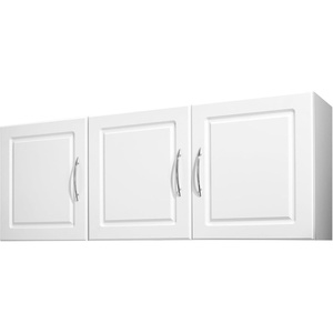 VEVOR Laundry Room Wall Cabinet, 2-Tier Wall Mounted Hanging Cabinet with Adjustable Shelf, 36 in Cupboard Storage with 2 Doors, for Kitchen, Bathroom, Laundry, 16 x 36 x 24 in (D x W x H), White(3 Doors)