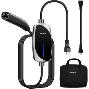 VEVOR Level 2 EV Charger, 40 Amp Adjustable Current, 240V Electric Vehicle Portable Charger with 25 ft Charging Cable, LCD Display, NEMA 14-50P Plug, Plug-in Home Car Charging Station for SAE J1772 EV(25FT Cable)