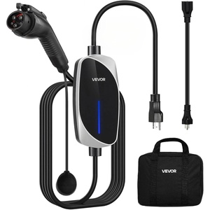 VEVOR Level 2 EV Charger, 40 Amp Adjustable Current, 240V Electric Vehicle Portable Charger with 25 ft Charging Cable, LCD Display, NEMA 14-50P Plug, Plug-in Home Car Charging Station for SAE J1772 EV(9.7 x 3.8 x 2.3 in)