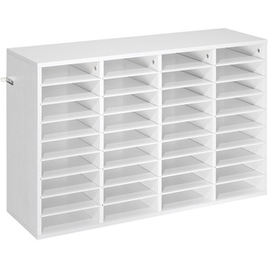 VEVOR Literature Organizer, 36 Compartments Office Mailbox with Detachable Shelves, Wooden Mailbox Sorter with Particle Board, Countertop Office Home Storage Organizer for File, Document, Paper, Black(White)