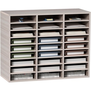 VEVOR Literature Organizer, 36 Compartments Office Mailbox with Detachable Shelves, Wooden Mailbox Sorter with Particle Board, Countertop Office Home Storage Organizer for File, Document, Paper, Black(Grey)