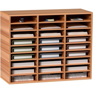 VEVOR Literature Organizer, 36 Compartments Office Mailbox with Detachable Shelves, Wooden Mailbox Sorter with Particle Board, Countertop Office Home Storage Organizer for File, Document, Paper, Black(Vintage White)