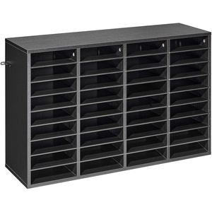 VEVOR Literature Organizer, 36 Compartments Office Mailbox with Detachable Shelves, Wooden Mailbox Sorter with Particle Board, Countertop Office Home Storage Organizer for File, Document, Paper, Black(Black)
