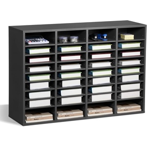VEVOR Literature Organizers, 36 Compartments Office Mailbox with Adjustable Shelves, Wood Literature Sorter 39.3x12x26.8 inches for Office, Home, Classroom, Mailrooms Organization, EPA Certified Brown(Dark Grey)