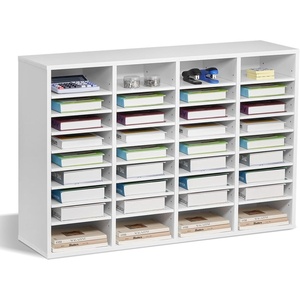VEVOR Literature Organizers, 36 Compartments Office Mailbox with Adjustable Shelves, Wood Literature Sorter 39.3x12x26.8 inches for Office, Home, Classroom, Mailrooms Organization, EPA Certified Brown(White)