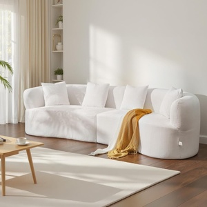 VEVOR Luxury Modern Cloud Plush Sectional Sofa, 112″ Curved Modular Couch with 4 Pillows – Oversized Deep Seat Corduroy Fabric for Living Room, Apartment, Office, No Assembly Needed, White