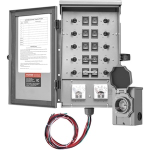 VEVOR Manual Transfer, 30-Amp 6-Circuit, Prewired Generator Transfer Kit with NEMA L14-30P Power Inlet Box, Double-Throw, NEMA 3R, Mechanical Watt Meter, for 7500W Generators(30 Amp  10 Circuit)