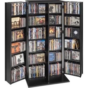 VEVOR Media Storage Cabinet, 6-Tier DVD Shelf Organizer, 24.02 x 14.49 x 50 in Multimedia Storage Organizer for CDs, DVDs, Books, Games, CD Shelf for Living Room, Home Office, Recording Room, Brown(Black)