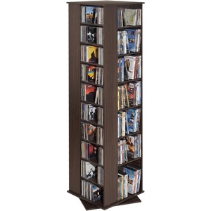 VEVOR Media Storage Cabinet, CD Rack Tower, 34 Compartments Rotating Media Tower Rack for CDs, DVDs, Books and Game Discs, DVD Stand for Living Room, Home Office and Recording Room, Black(34 Compartments-brown)