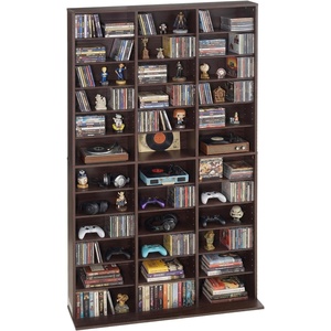 VEVOR Media Storage Cabinet, CD Rack Tower, 34 Compartments Rotating Media Tower Rack for CDs, DVDs, Books and Game Discs, DVD Stand for Living Room, Home Office and Recording Room, Black(36 Compartments-brown)
