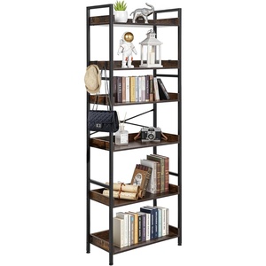 VEVOR Metal Bookshelf, 4-Tier Arched Industrial Bookshelf, Small Rustic Vintage Storage Bookcase with Open Shelves, Freestanding Display Shelving Unit Storage Rack, for Living Room, Bedroom & Office(6-Tier)