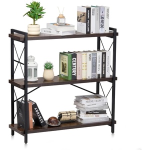VEVOR Metal Bookshelf, 4-Tier Arched Industrial Bookshelf, Small Rustic Vintage Storage Bookcase with Open Shelves, Freestanding Display Shelving Unit Storage Rack, for Living Room, Bedroom & Office(3-Tier)