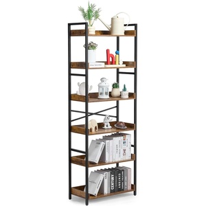 VEVOR Metal Bookshelf, 6-Tier Industrial Bookshelf, Tall Wide Rustic Vintage Storage Bookcase with Open Shelves, Freestanding Display Shelving Unit Storage Rack, for Living Room, Bedroom & Office(6-Tier)