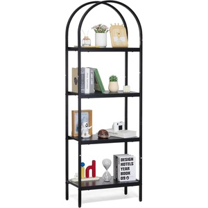 VEVOR Metal Bookshelf, 6-Tier Industrial Bookshelf, Tall Wide Rustic Vintage Storage Bookcase with Open Shelves, Freestanding Display Shelving Unit Storage Rack, for Living Room, Bedroom & Office(4-Tier)