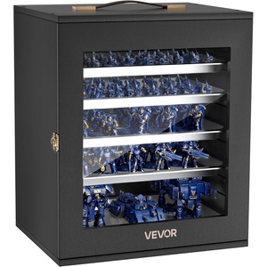 VEVOR Miniatures Storage Case for Warhammer 40k, Fits 2500-3500 Scale Models, Wooden Miniatures Display Holder with 5 Tray, Clear View Miniature Transport Case for Collectibles (Minis Not Included)(Large)