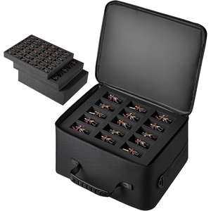 VEVOR Miniatures Storage Case for Warhammer 40k, Fits 500-750 Scale Models, Wooden Miniatures Display Holder with 5 Tray, Clear View Miniature Transport Case for Collectibles (Minis Not Included)(Small)