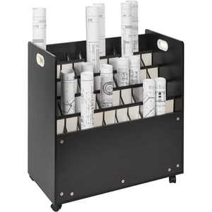 VEVOR Mobile Storage Cart, 50 Slot Wooden Roll File Organizer for Construction Plans, Maps, Posters, Architectural Blueprints – Home, Office, School
