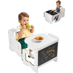 VEVOR Montessori Weaning Table and Chair Set, Wooden Toddler Table and Chair Set for Aged 1-5, Adjustable Height Kids Montessori Chair and Activity Table, Ideal for Reading, Eating, Playing – Natural(White)